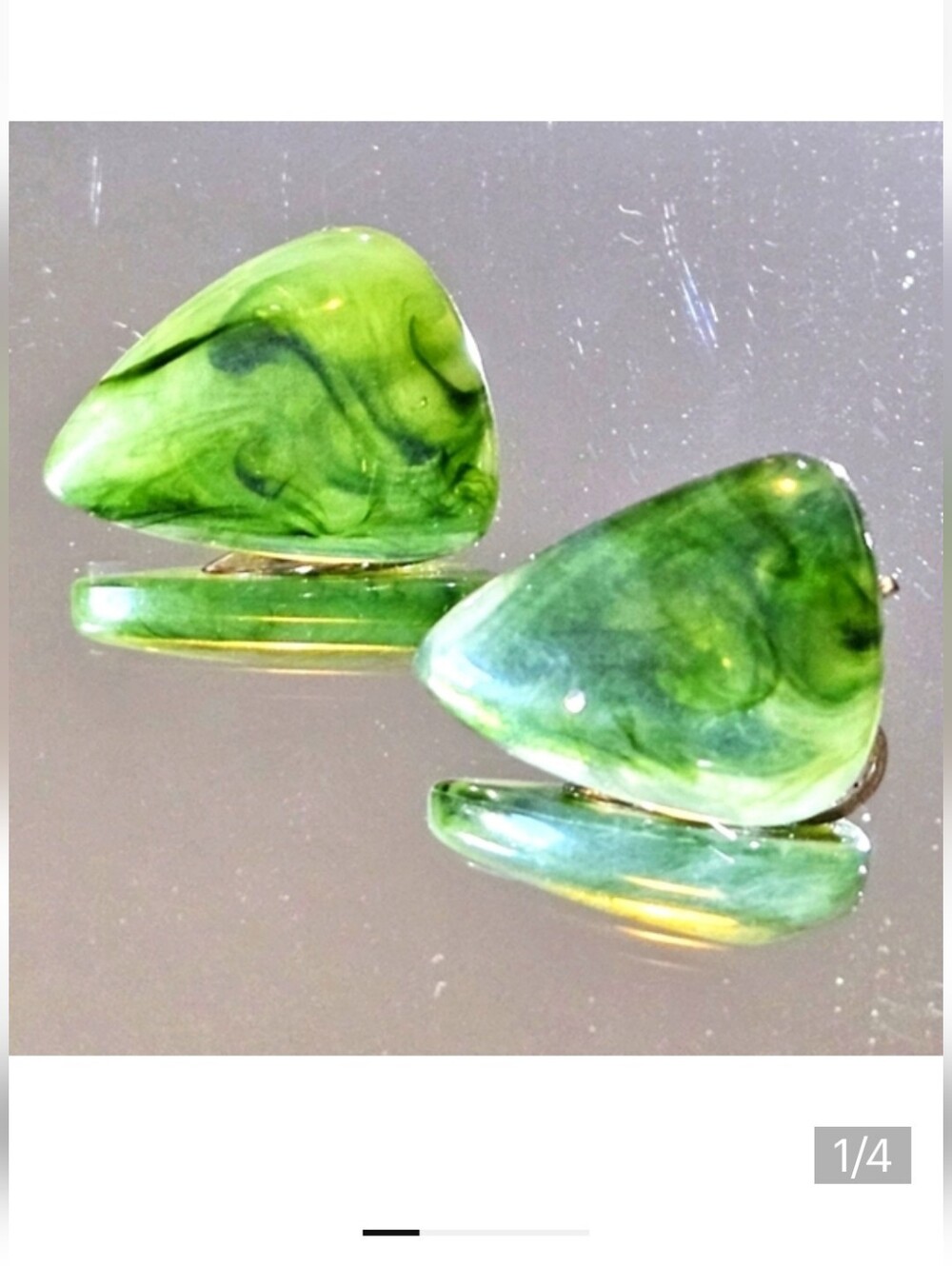 Vintage Green Marbled Clip-On Earrings